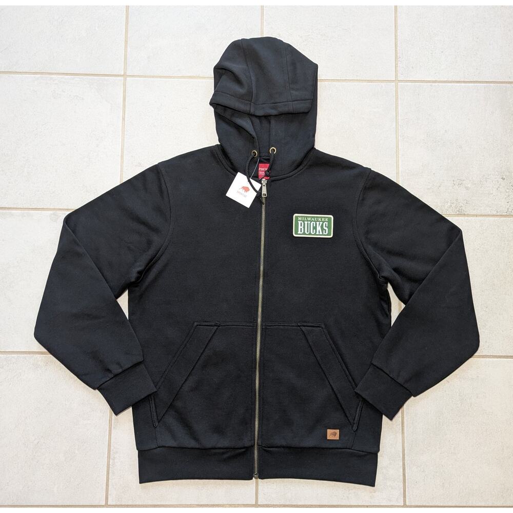 Milwaukee Bucks Men's Small Sportiqe Full Zip Hoodie Sweater Black Long Sleeve